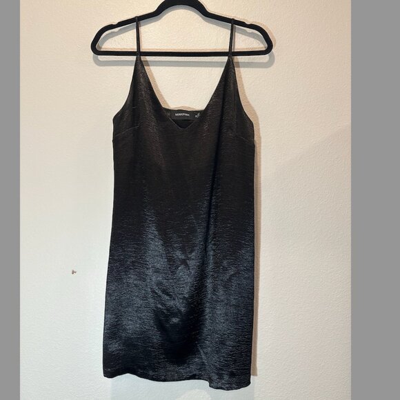 Mink Pink Boudoir Satin Slip Dress – Black - Picture 1 of 4